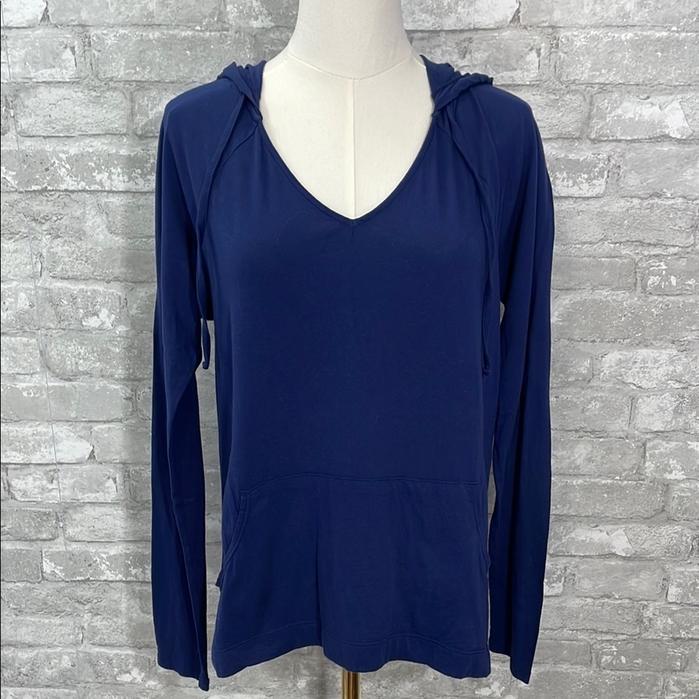 LAmade Blue Long Sleeve Hoodie Top with Open Back